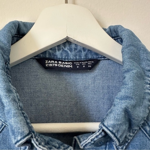 Zara Oversized Denim Button Down Shirt Dress Size Small - Picture 7 of 12